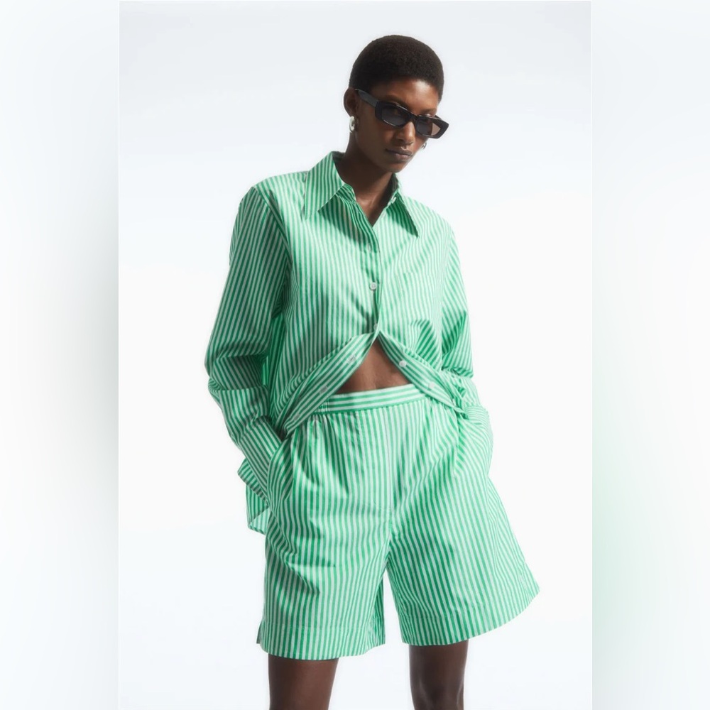 Cos striped cotton short